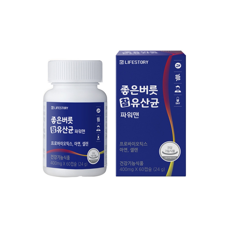 좋은버릇 참유산균 아연 남성 성인 파워맨 유산균 400mg x 60캡슐 (2개월분) 상품이미지