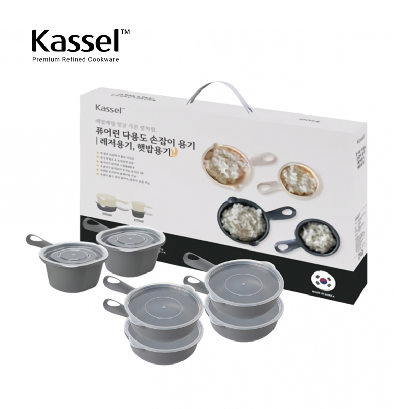 [Kassel]  카셀 국내생산 퓨어린 다용도(햇밥용기, 레저용기) 손잡이 용기 -혼합 6종 세트  (500ml- 4종8p세트 + 275ml- 2종4p) 상품이미지