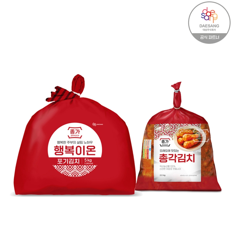 종가집 행복이온 포기김치 5kg+총각김치2.5kg 상품이미지