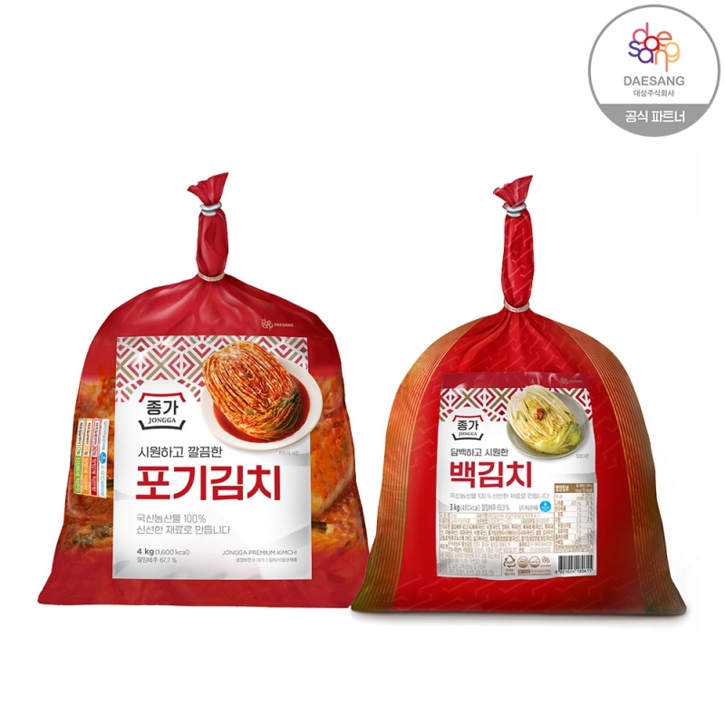 종가집 포기김치 4kg+백김치3kg 상품이미지