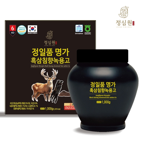 정심원 정일품 명가 흑삼침향녹용고 1kg 쇼핑백 증정