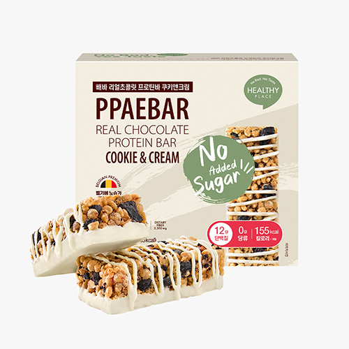 [PPAEBAR] 빼바 리얼초콜릿 프로틴바 쿠키앤크림 9개입(저당/단백질바/제로슈가/155kcal개당)