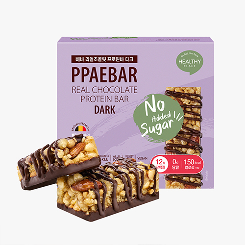 [PPAEBAR] 빼바 리얼초콜릿 프로틴바 다크 9개입(무가당 0g설탕/단백질바/제로슈가/150kcal개당)