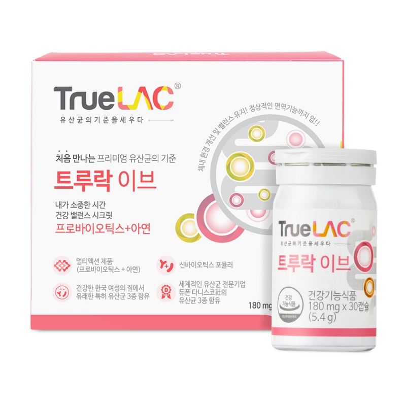 Truelac 질 유래 여성 유산균 180mg x 30캡슐 상품이미지