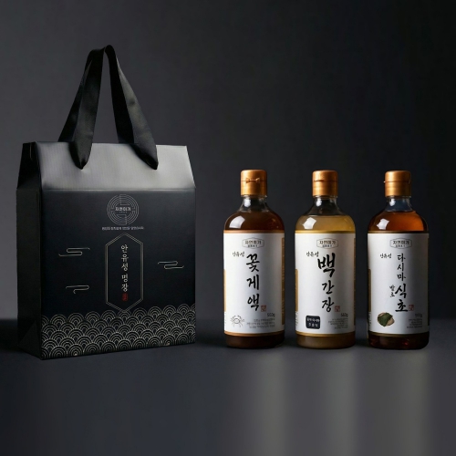 안유성 명장의 비법 소스 3종세트 백간장 다시마식초 꽃게액 선물세트