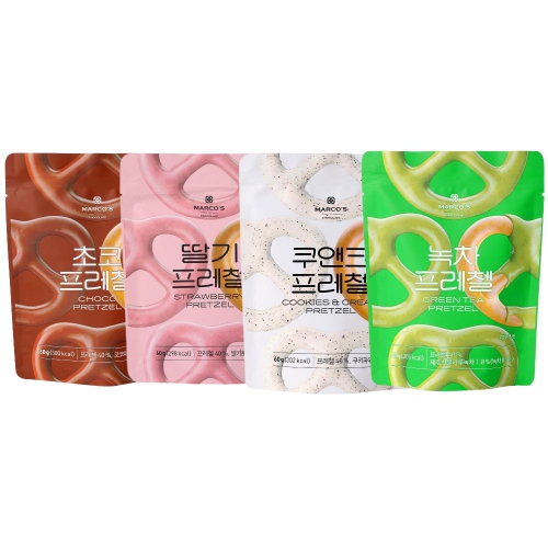 초콜릿 커버 프레첼 60g x 8개 (초코/쿠앤크/녹차/딸기)