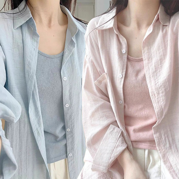 햇빛 차단 시스루 루즈핏 캐주얼 셔츠 NC057 상품이미지