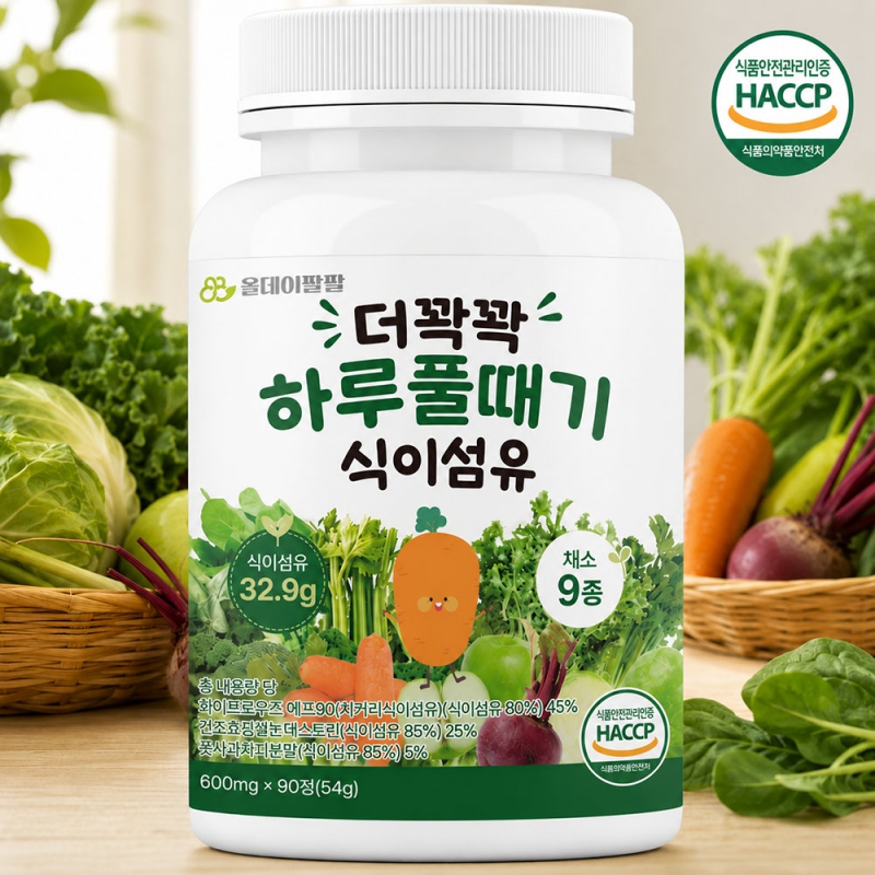 지브로와 더꽉꽉 하루풀때기 식이섬유 영양제 식이섬유정 수용성 피토케미컬 600mg * 90정 상품이미지