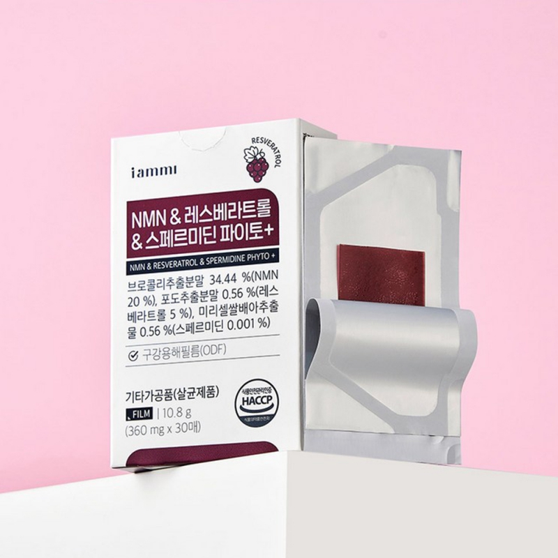 [iamme] (1+1) NMN & 레스베라트롤 & 스페르미딘 파이토+ 360mg x 30매 상품이미지