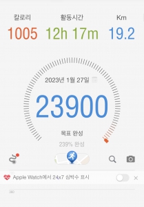 오늘도 걷기 운동과 함께 30분 이내 거리 걷기 완료 